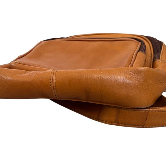 VTG 80’s Biker Preppy Hippie Boho Genuine Leather Hobo Backpack Leather Brown - Picture 11 of 11